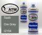Preview: Saab, Ore Gray, GY04: 400ml Sprühdose + 400ml Klarlack - Set, von ATW Autoteile West.